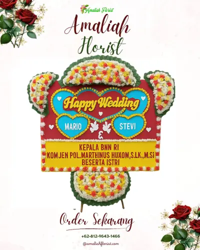 Karangan Papan Bunga Pernikahan di Kronjo